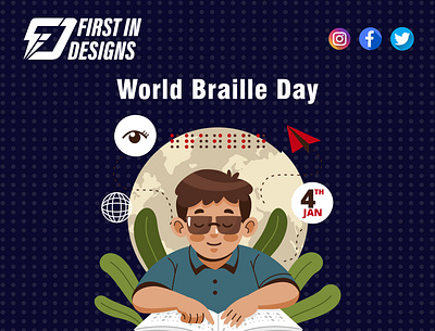 World Braille Day branding design graphic design illustration logo post soicalmedia vector