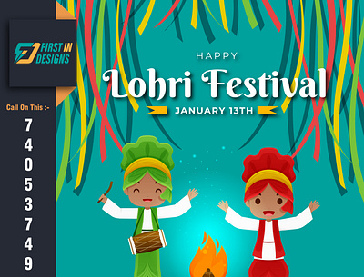Happy Lohri Festival branding design graphic design illustration logo post soicalmedia ui ux vector