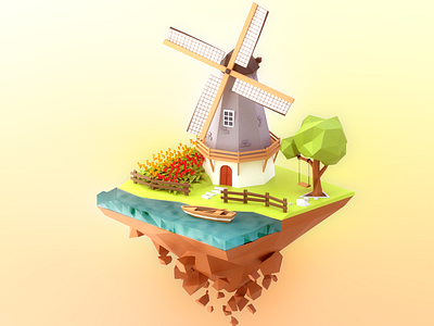 windmill 3d illustration