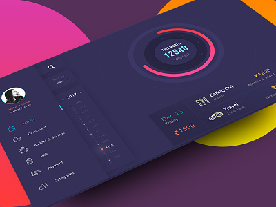 Expense Tracker Dashboard blue dark dashboard expense gradient pink records theme timeline tracker violet yellow