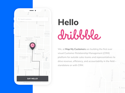 Hello Dribbble! blue crm customers debut debutshot enterprise first hello map routing sales shot ui design ux design