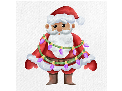 Santa claus character illustration watercolor watercolor clipart