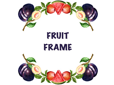 Fruit Frame branding design fruits illustration watercolor watercolor clipart