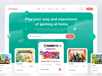 Game Store Website card clean console design game gaming landingpage pay pc pc gaming play profile simple store web web design website
