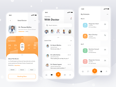 Online Doctor App app booking card cards clean consultation design doctor health home ios login medicine mobile online profile scheduling simple ui video