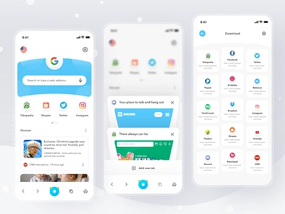 Mobile Browser App android app browser browsers card cards chrome clean design internet ios login mobile profile safari simple ui