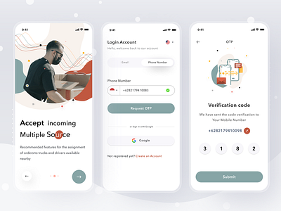 Transporter App - Login app card cards clean design ios login mobile onboarding otp password profile register security simple ui