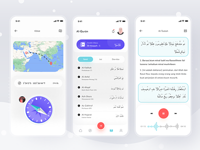 Muslim App app calendar card cards clean compass design ios islamic mobile muslim profile quran simple ui