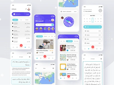 Muslim App app card cards clean compass design ios islamic login mobile muslim profile quran simple ui