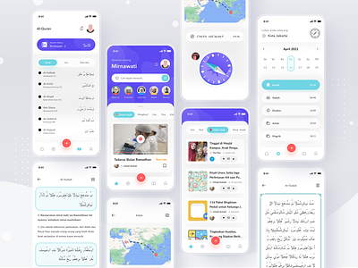 Muslim App app card cards clean compass design ios islamic login mobile muslim profile quran simple ui
