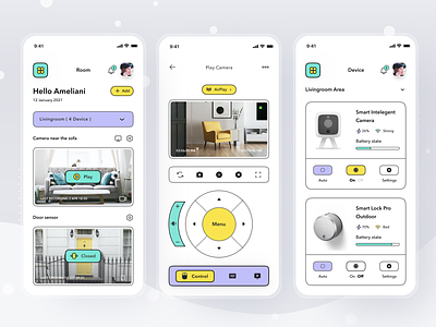 SmartHome App Platform ai app card cards clean design home ios login mobile profile remote robot simple smart smarthome ui