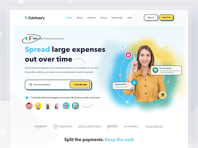 Calchase's Header Page app card clean design header ios landingpage profile ui web webdesign website