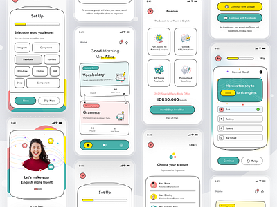 English Learning Platform app card clean course debut debuts design english ios mobile profile task ui