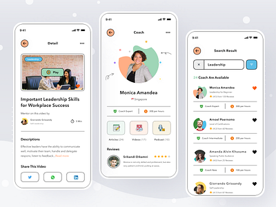 Leadership Learning Apps app card clean coach coaching design ios laedership leader learn mobile ui video