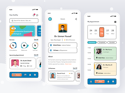 Medical Check App app appointment book card clean design doctor health ios medical mobile nurse profile ui