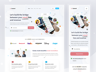 Centerd.io Website app card clean design email homepage ios landingpage marketing onepage sms ui web website
