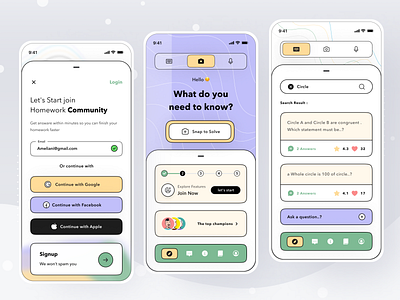 Homework App app ask card clean course design education homework ios mobile profile questions school task ui