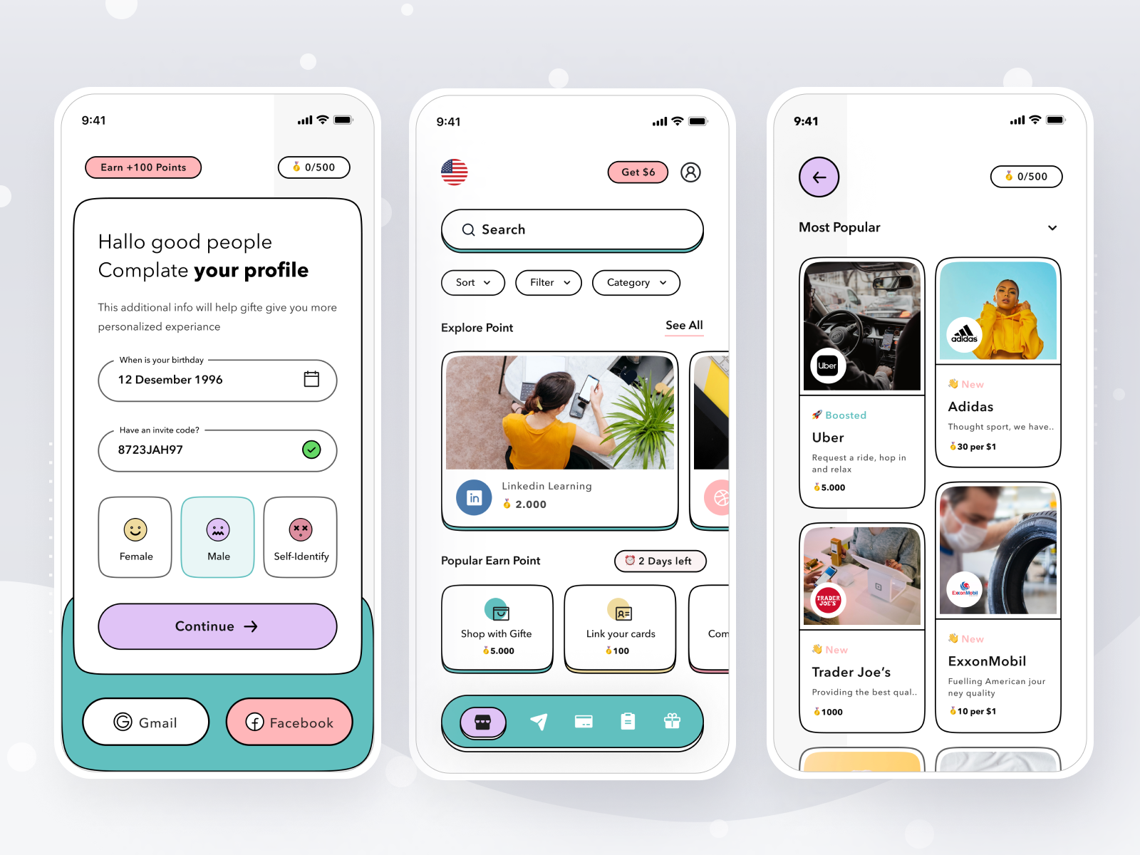 Gifte App : Next level rewards by Sulton handaya for Pelorous on Dribbble