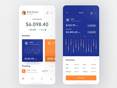 Investment App app business card clean dashboard design invest investment investor ios login mobile money payment profile ui