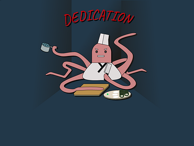 DEDICATION branding dedication food graphic design illustration logo octopus sushi vector work