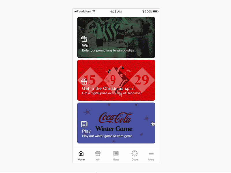 Coca-Cola App - Winter Game coca cola game ui ux winter