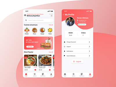 Food zone app UI design