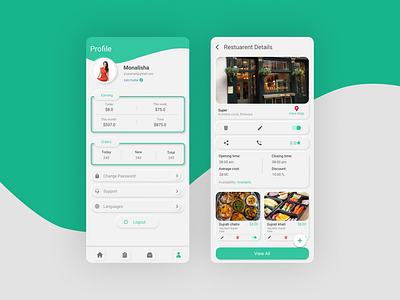 Food zone owner app Ui design