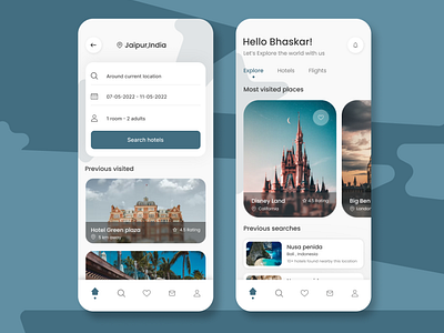 Tourist app ui design