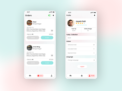 delivery boy app UI design by Prince raj on Dribbble