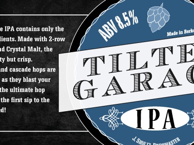 Tilted Garage Beer beer design label