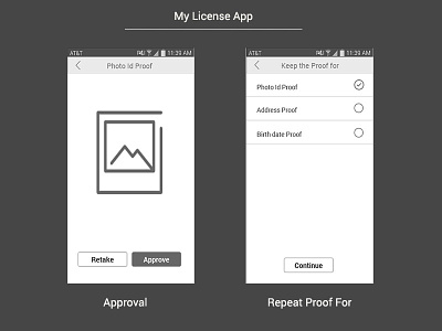My License App - Photo Id Proof screens
