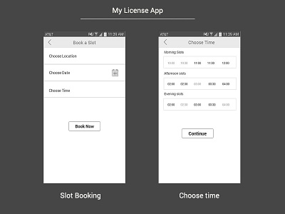 My License App - Book slot online best design designer ethnography india license mobile portfolio research user experience ux wireframe