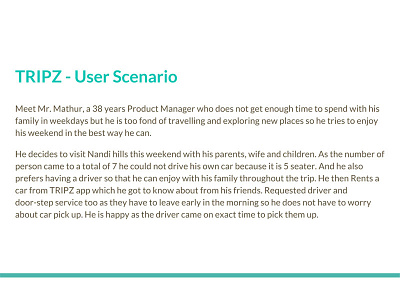 Tripz - User Scenario best car rent design mobile portfolio problem solution sketch user experience wireframe