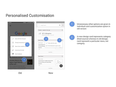 Google Now Redesigned - Personalized Customization best design solution google now india portfolio problem solution redesign user experience ux