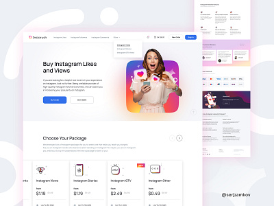 Instarush Landing Page clean clean landing page color home page landing landing page product social media design ui uidesign uiux ux web