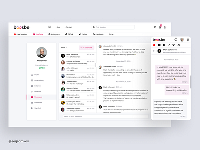 boosbe messages adaptive chat clean color conversation group chat interface members message minimal mobile ui product send social media design ui uiux ux web