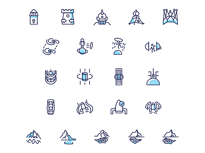 Sketching Of Various Icons berg building cruise elevator galaxy historical icon planet rocket space teleportation