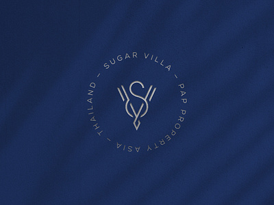 Sugar Villa dark blue ligature logo logodesign logotype modern logo monogram premium property property logo silver foil stamp