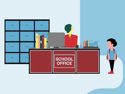 The Quantified Student - School Office education flat icon illustration infograhic school school office vector
