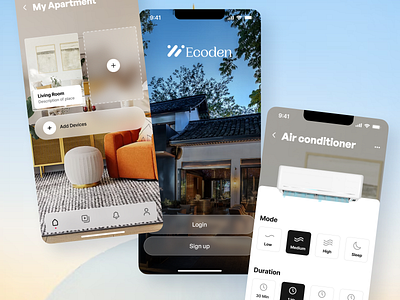 Smart Home App add ai android app automatic connection controls device flow home ios lights login menu rooms smart