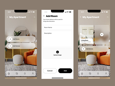 Smart Home App - Add Room android app automatic clean device home ios room rooms smart ui ux
