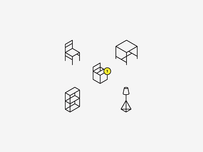 Icon Set furniture geometry icon iconset isometric line loft sale simple