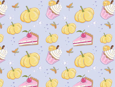 Autumn pattern with pumpkins and sweets branding design graphic design illustration packdesign pattern print