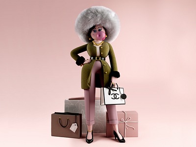 Madam 3d 3dart character cinema4d fashion girl illustration lady shopping woman