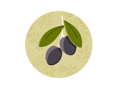Olives Button branch flat illustration olives