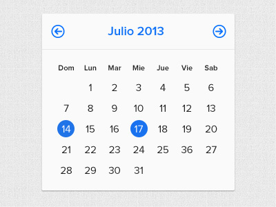 Calendar blue calendar calendario clean design flat minimalism simple ui white