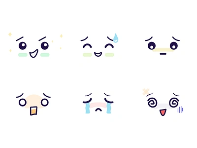 Emoji reactions for app cute emoji emotions happy icons ko minimal sad scared simple stickers worried