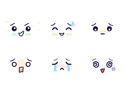 Emoji reactions for app cute emoji emotions happy icons ko minimal sad scared simple stickers worried