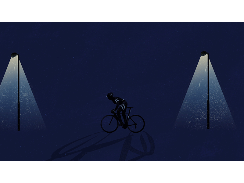 WHEN THE NIGHT FALLS after animation bike cyclist dramatic effects gif night shadow visual