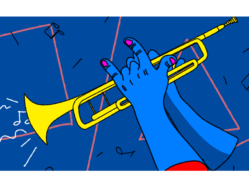 AND THE TRUMPETS THEY GO! 2d animation cel character design development funny gif illustration photoshop trumpet visual